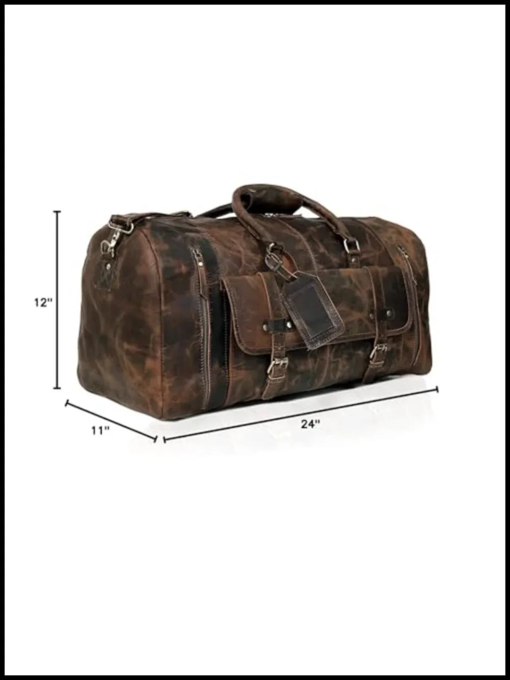 Genuine Leather Duffle Bag 24 Inch Travel Weekender Overnight Sports Gym Carry